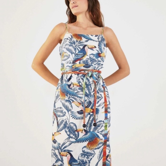 FARM RIO Flying Toucans Open Back Dress, Size M - Picture 2 of 9